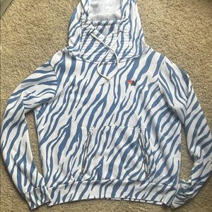 Aviator Nation Ninja Hoodie (Blue and White Zebra Print)